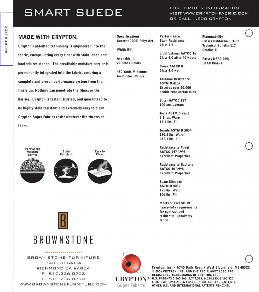 Brownstone Furniture Color Card